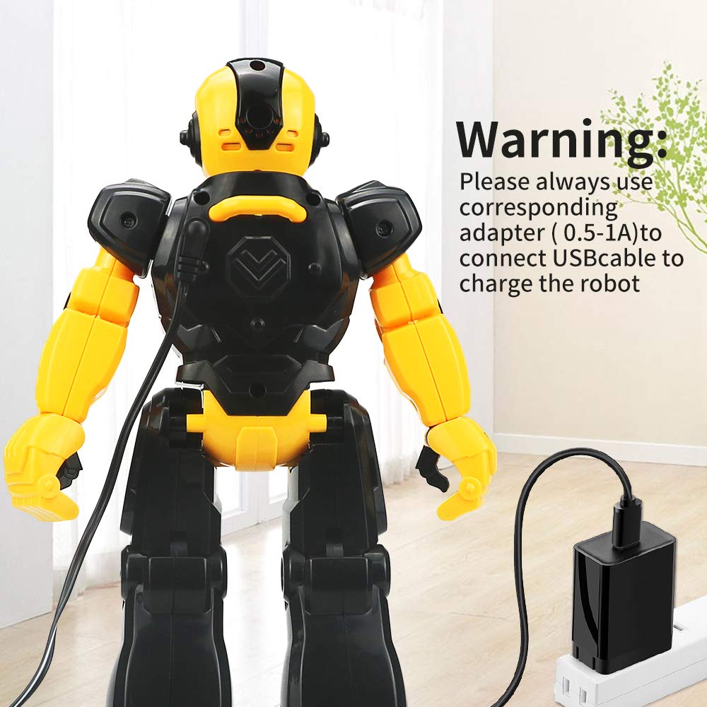Remote Control Robot for Kids - Intelligent Programmable Toy With Infrared Controller, Dancing, Singing, Moonwalking, LED Eyes, and Gesture Sensing - Children's Entertainment Kit (Yellow)