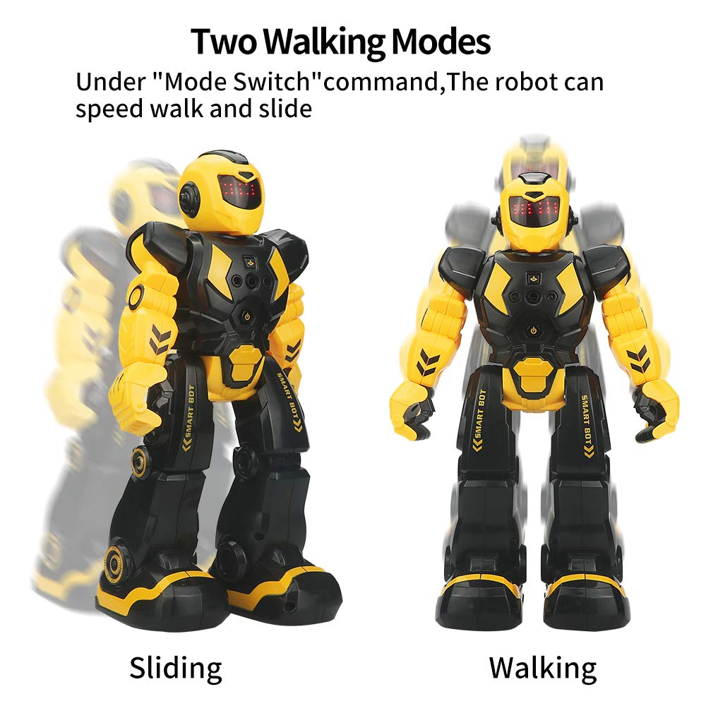 Remote Control Robot for Kids - Intelligent Programmable Toy With Infrared Controller, Dancing, Singing, Moonwalking, LED Eyes, and Gesture Sensing - Children's Entertainment Kit (Yellow)
